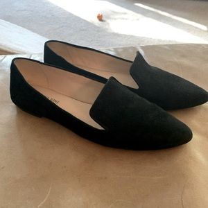 Soft black suede flats, size 6.5. Designer is Gianni Bini.